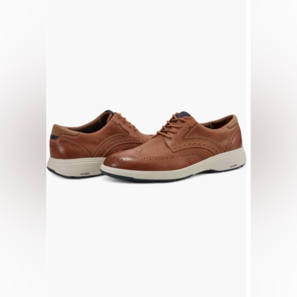 Rockport Brown Leather Wingtip Derby with White Sole Size 11